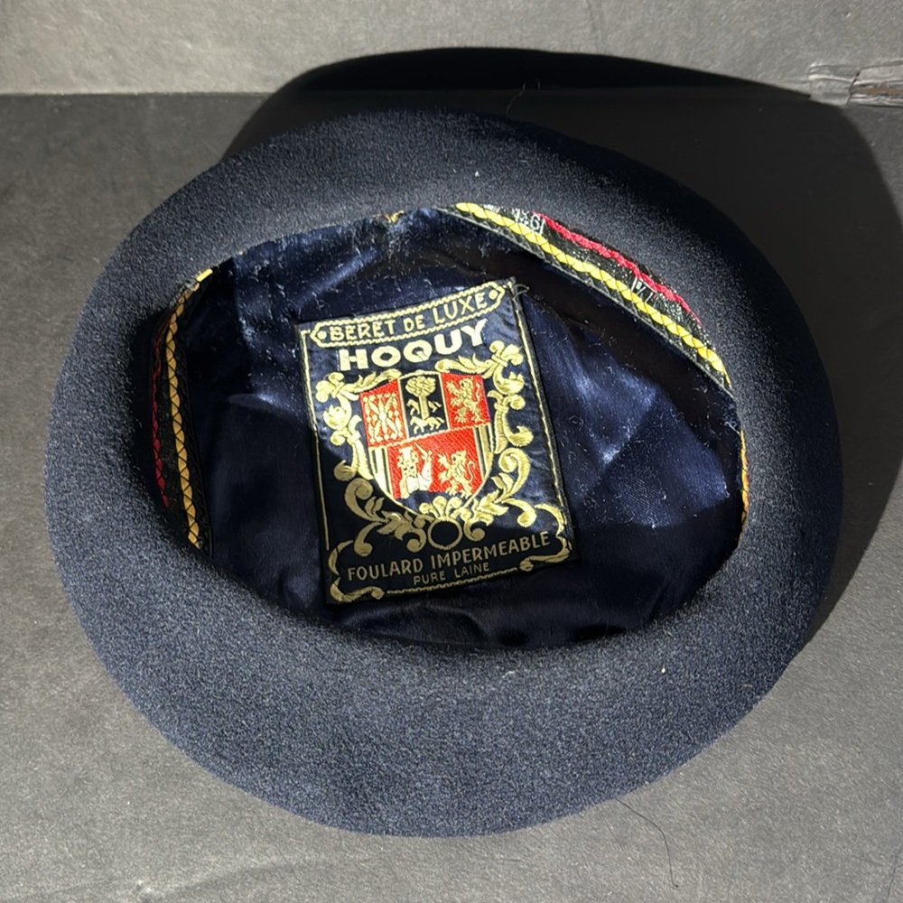 Vintage HOQUY Beret De Luxe Navy Blue - Picture 10 of 16